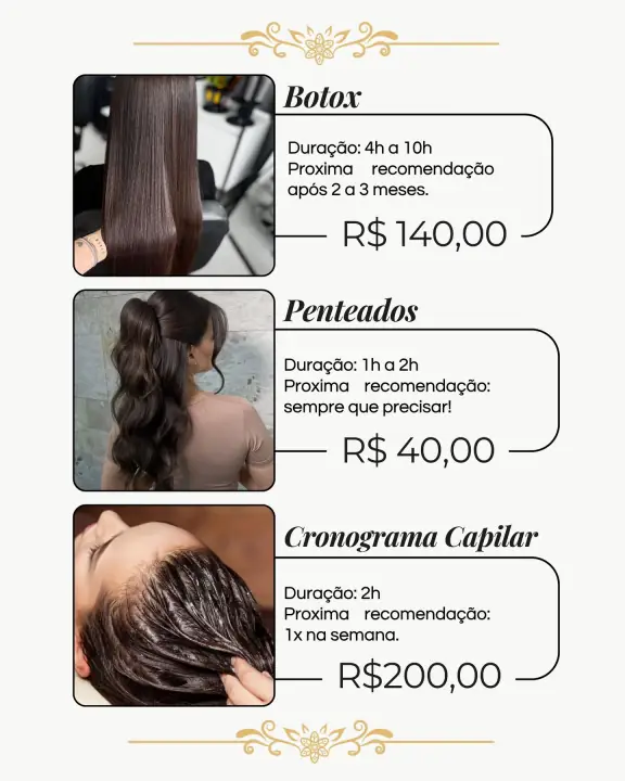 Exemplo de catálogo para cabeleireira