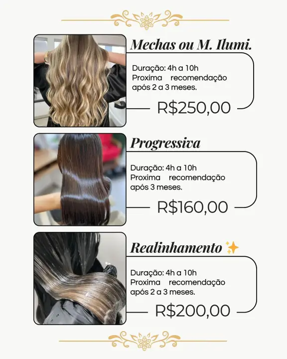 Exemplo de catálogo para cabeleireira